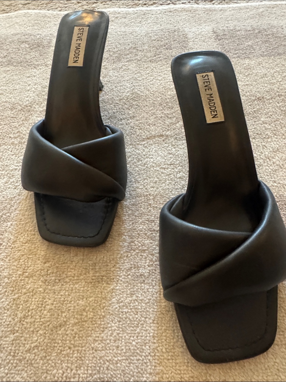 Steve Madden Black Padded Crossover Slide Mules